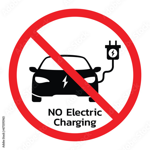 Electric car do not refueling energy to battery. No electric car charging point sign flat design eps.
