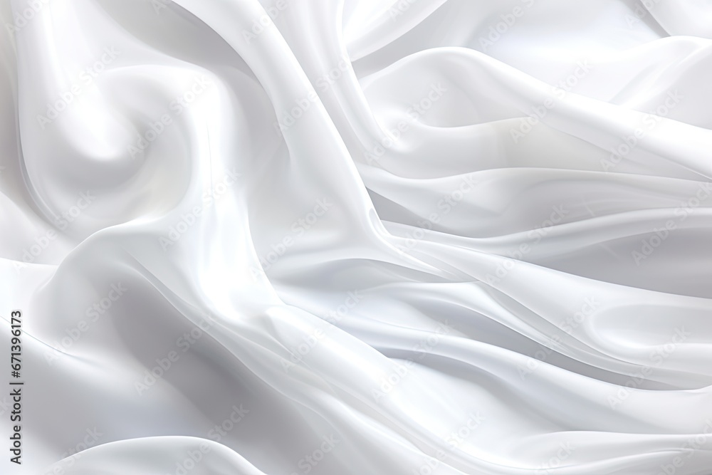 Abstract Soft Waves of White Fabric: Future 3D Illustration