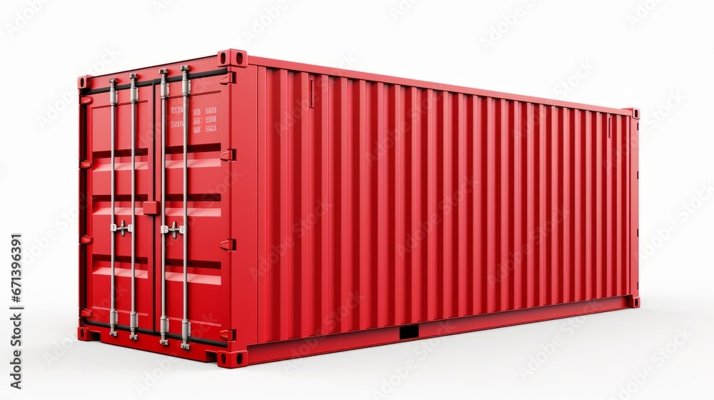 Red cargo container isolated on white background Red cargo container isolated on white background