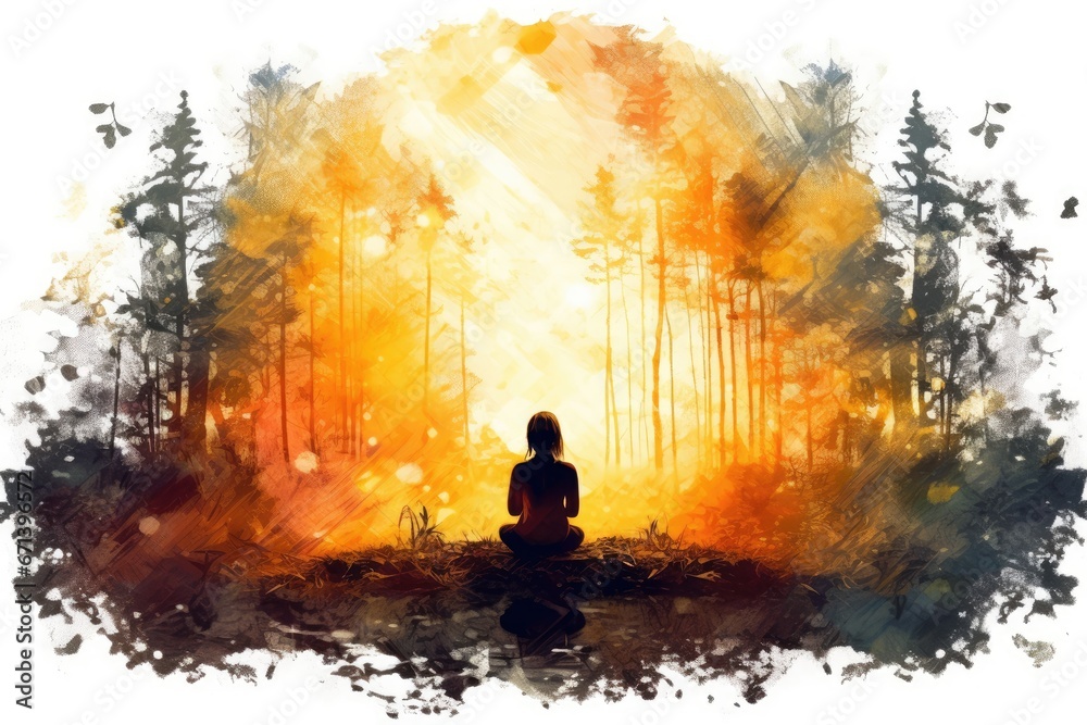 Harmony of Body and Mind Meditating Woman in the Woods Harmony of Body and Mind Meditating Woman in the Woods