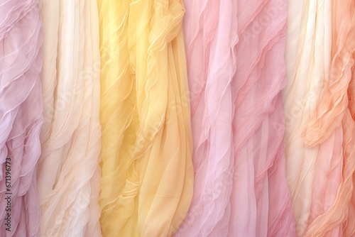 Chiffon Charm: Delicate Pink and Yellow Fabric Textures for Whimsical Backgrounds