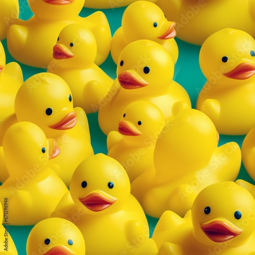 Rubber duckies close up photograph, seamless image photo