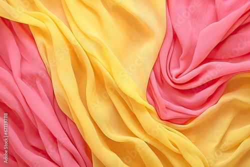 Chiffon Colors: Vibrant Pink and Yellow Fabric Textures for Backgrounds