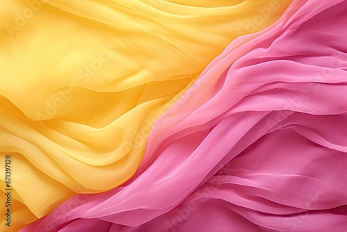 Chiffon Colors: Vibrant Pink and Yellow Fabric Textures for Cheerful Backgrounds
