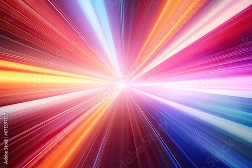Colorful Speed  Abstract Background of Light Stripes Moving from Center