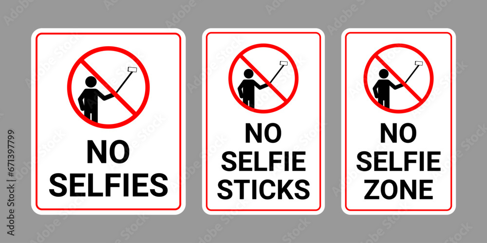 No selfie sign collection vector illustration No selfie sign collection vector illustration