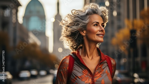 Happy senior woman enjoys jogging and leads a healthy life
