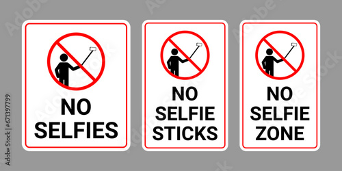No selfie sign collection vector illustration