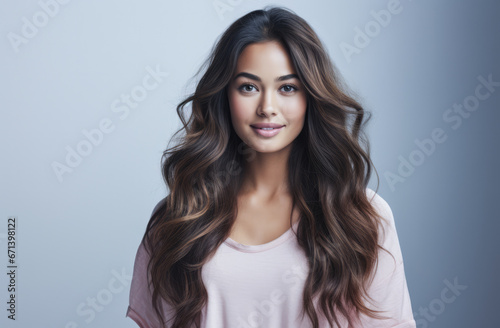 Portrait of a young beautiful Asian woman with long hair
