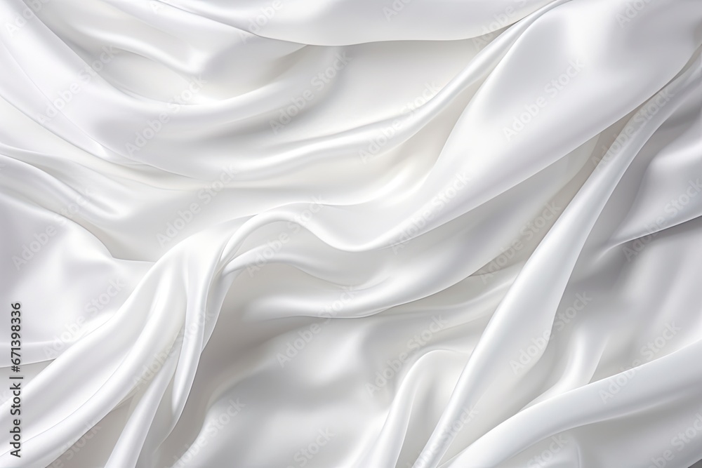 Luxurious Folds: Abstract White Satin Cloth Background in Wind