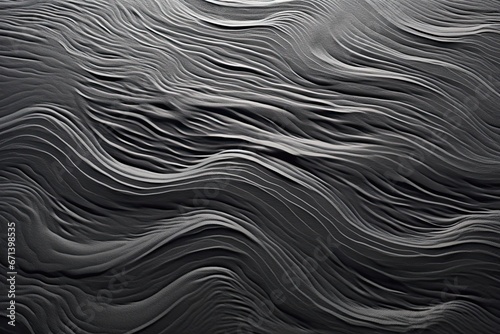Midnight Sands: Black Sand Beach Texture with Wave-like Patterns