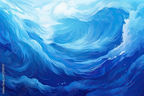 Oceanic Elegance: Blue Abstract Wave Background with Detailed Textures