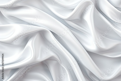 Satin Clouds - White Satin Silky Cloth Background with Wavy Folds