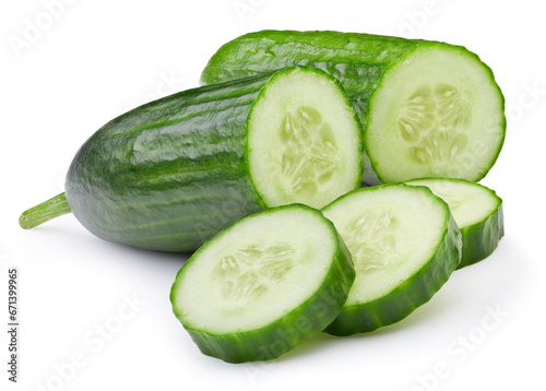 Organic fresh cucumber isolated on white