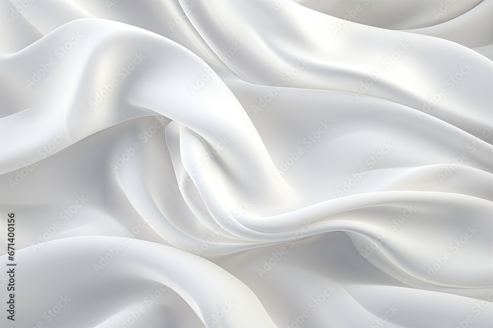 Satin Tide: Abstract Soft Waves on White Cloth Background