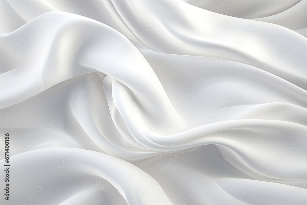 Satin Tide: Abstract Soft Waves on White Cloth Background Satin Tide: Abstract Soft Waves on White Cloth Background