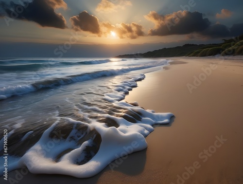 Coastal Reverie A Realistic Portrait of Serene Beachscape Generative AI




