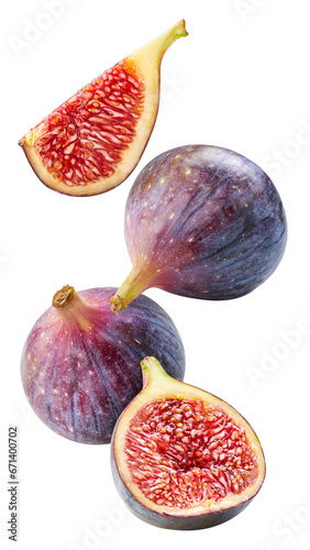 Ripe fig fruits on the white background