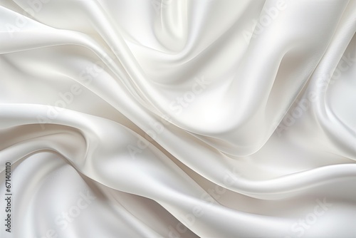 The Grace of Drapery: White Satin Silky Cloth Background with Folds