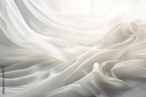 Timeless Elegance: White Fabric Waves in the Wind