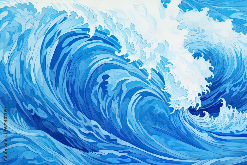 Blue Wave Abstraction - Artistic Touch in Digital Image Blue Wave Abstraction - Artistic Touch in Digital Image