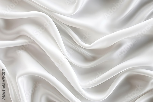 White Silk Drape: Abstract Background with Crease Wavy Folds