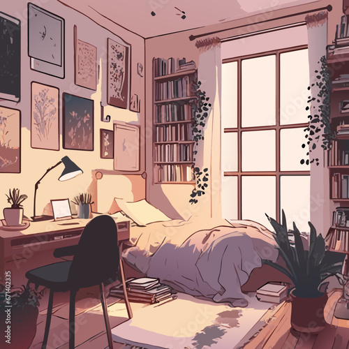 lo-fi interior of a bedroom