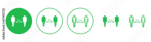 Social distance icon set. social distancing icon. self quarantine sign