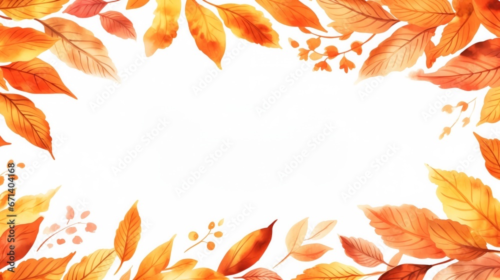 Autumn leaves frame on white background with copy space for your text Autumn leaves frame on white background with copy space for your text