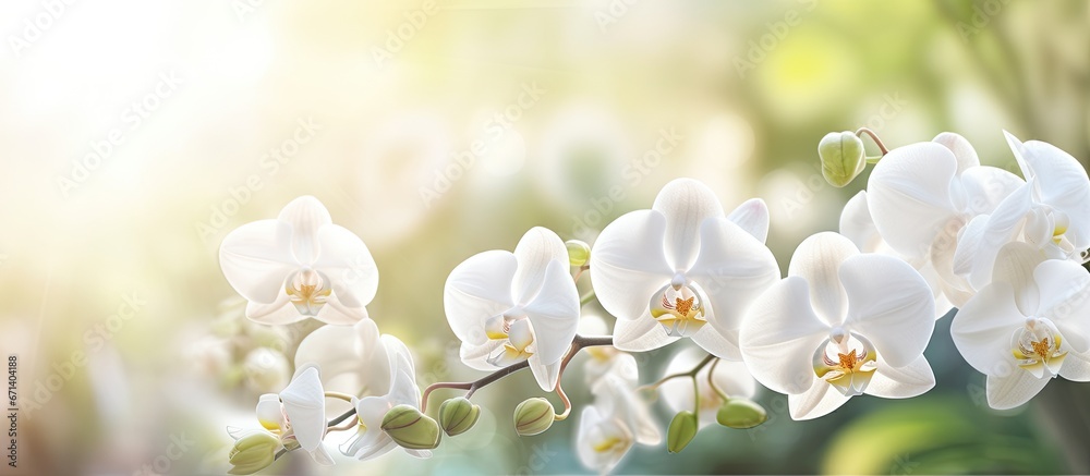 White Thai orchid Beautiful colorful orchids set against a backdrop of soft natural hues