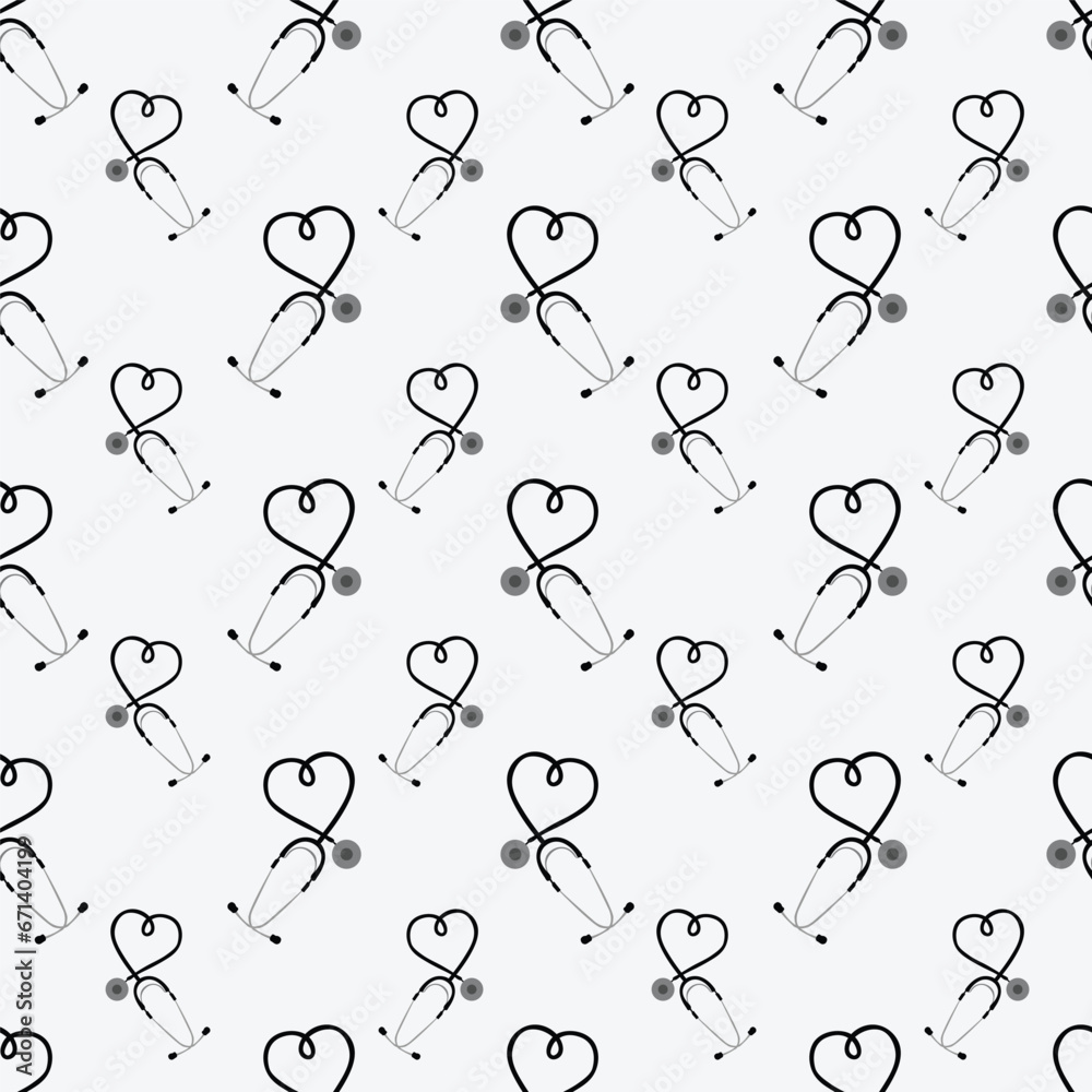 Stethoscope seamless pattern on a white background