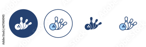 Bowling icon vector. bowling ball and pin sign and symbol.