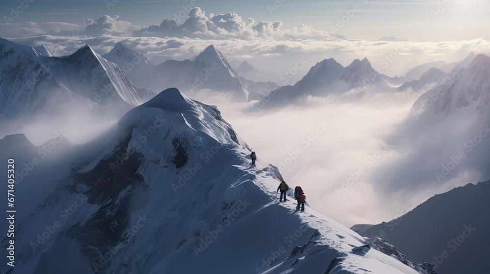 Mount everest highest point on earth towering above the clouds