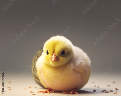 Chicks beautiful little chicken isolated on the whitecute eyes yellow baby animal