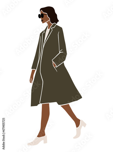 Abstract woman in coat illustration. Vector illustration.