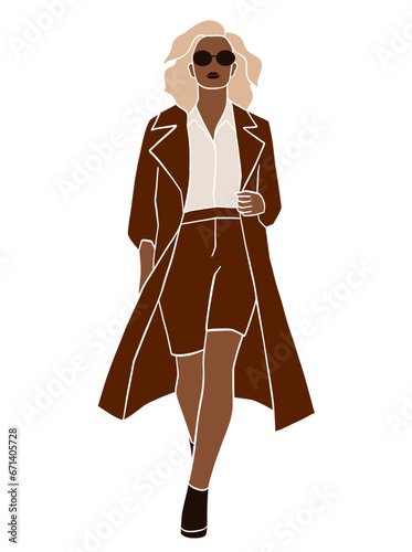 Abstract woman in coat illustration. Vector illustration.