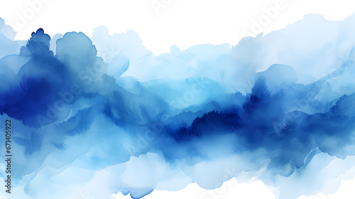blue wave watercolor on white background 