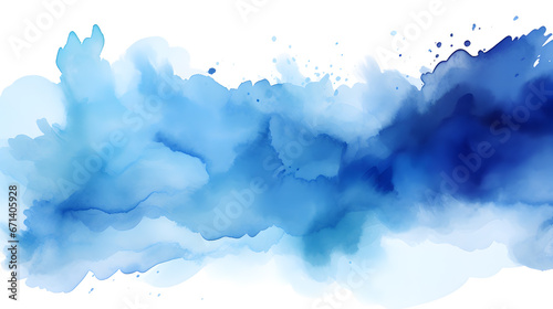 blue wave watercolor on white background 