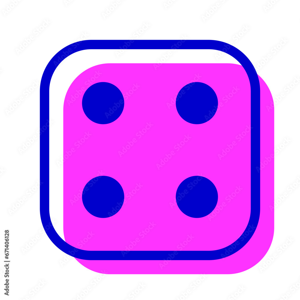 Fototapeta premium サイコロ、4を表す2色スタイルのアイコン