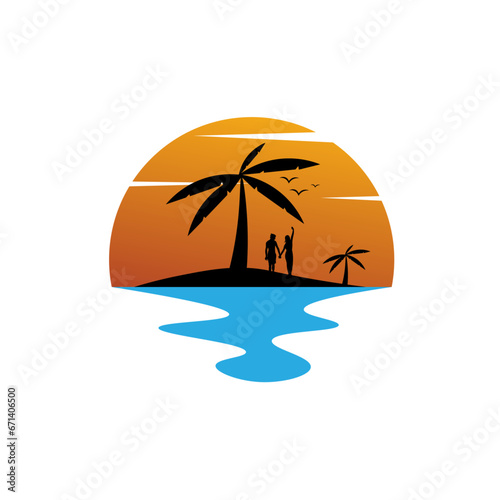 illustration of a tropical island