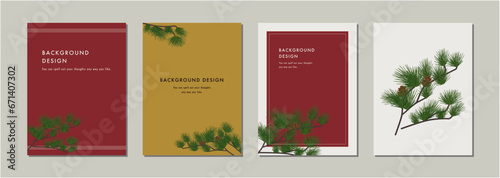松　お正月　背景　テンプレート　フレーム　おしゃれ  洗練　Flower background design template　Stylish and sophisticated style