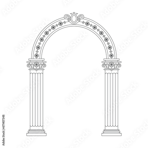 Column arch pillar frame roman greek antique line art