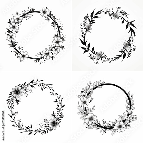 flourish swirl ornate invitation sketch doodle ornament wedding round border greeting laurel frame