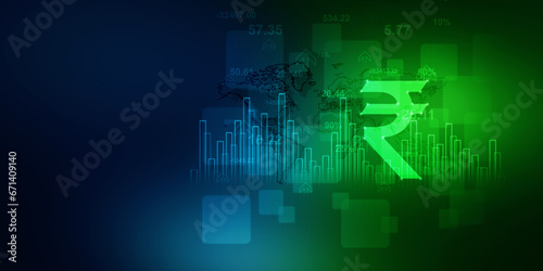 2D illustration Rupee currency sign