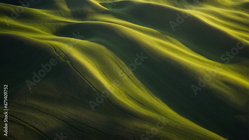 geometric abstract shapes of green meadows