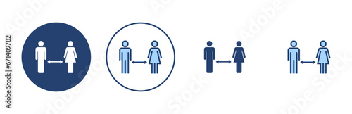 Social distancing vector. social distance sign and symbol. self quarantine sign