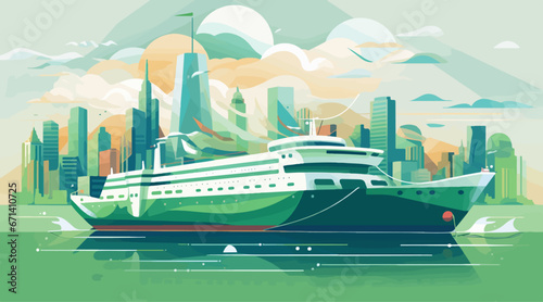 green shipping on the sea, green economy, green world, sustainability, esg