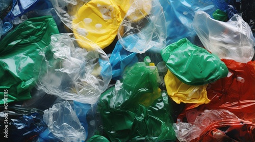 Close-up of plastic recycling symbol 04 PE-LD (Low-density polyethylene) Plastic packaging photo