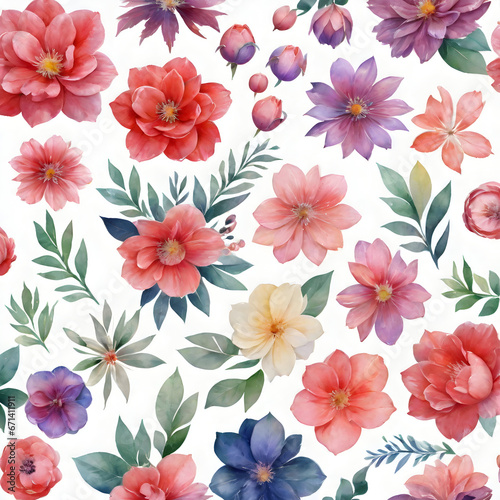 watercolor floral package collection isolated transparent background. ai generative