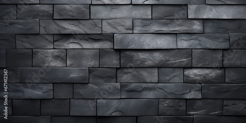 A black wall with a black stone wall and a dark background  Close Up of a Brick Wall in black Colors  generative Ai